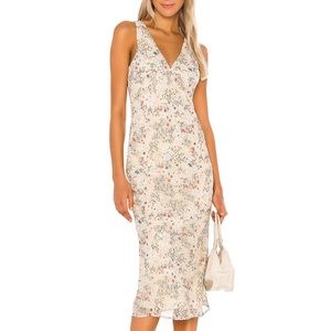 Tularosa Effie Bias Dress in Cream Jasmine Floral